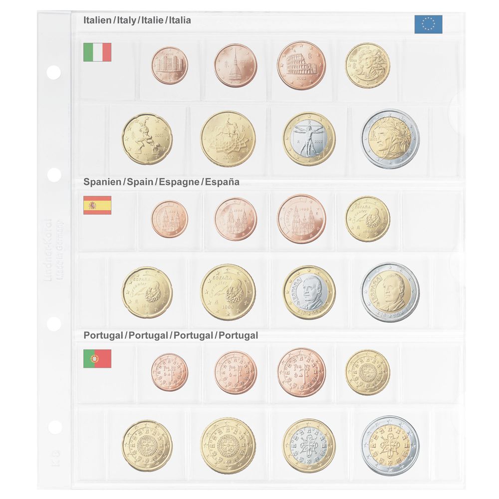 Feuille pré-imprimée karat pour séries EURO courantes: Italie/Espagne/Portugal