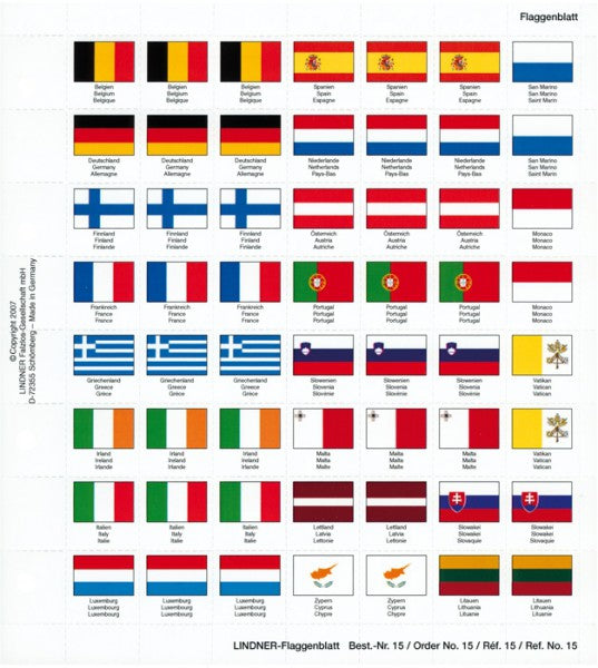 Feuille drapeaux perforée en couleurs