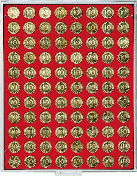 Box monnaies STANDARD à 88 alvéoles ronds pour monnaies Ø 21,5 mm