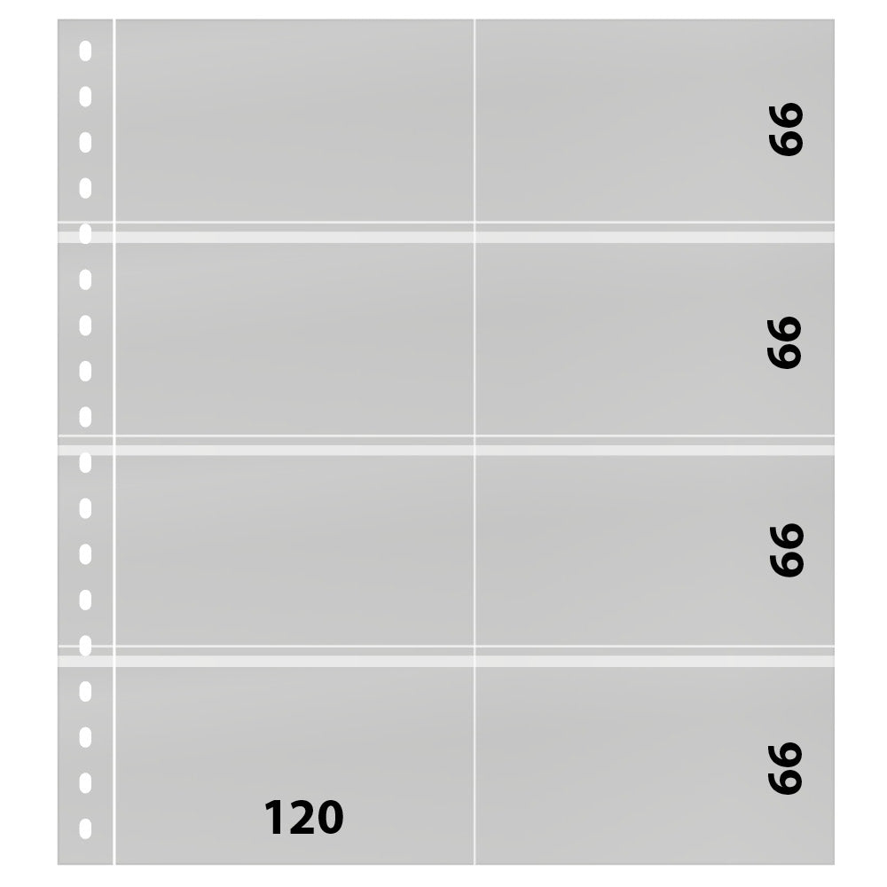 OMNIA-Feuille de classement à 8 poches (120 x 66 mm) par page, blanche, paquet de 10
