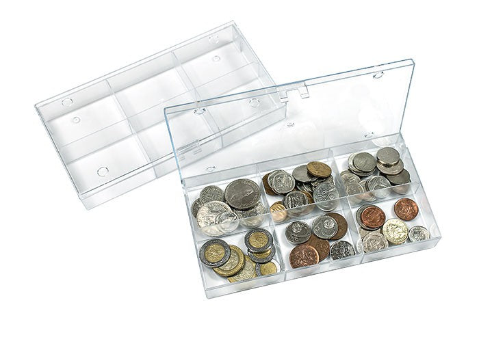 Box de collection transparent, à 6 compartiments fixes 63x48 mm – l’unité – l’unité