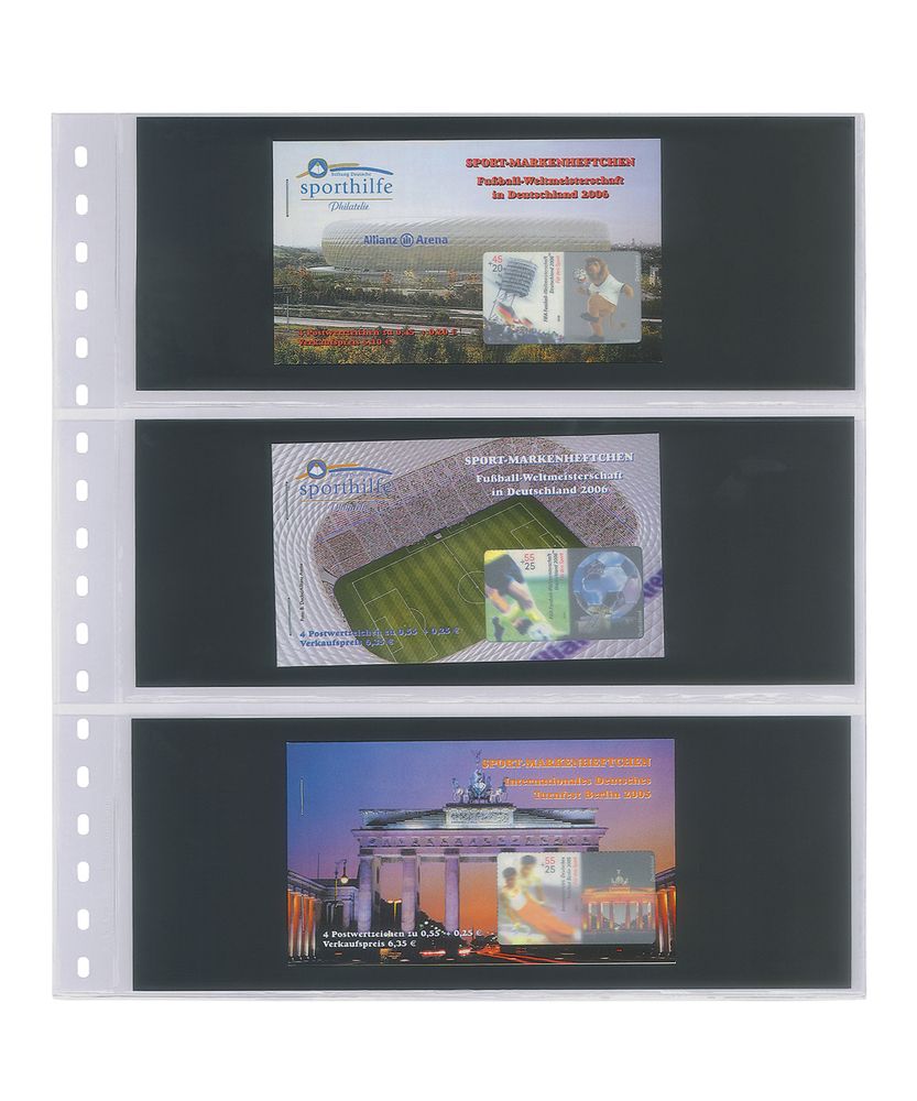 Feuille transparente à 3 poches (90 mm), avec intercalaires insérés en plastique noir
