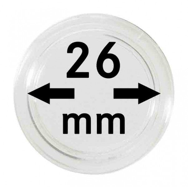 Capsules monnaies Ø intérieur 26 mm , par ex. pour monnaies 2 Euro – Paquet de 100