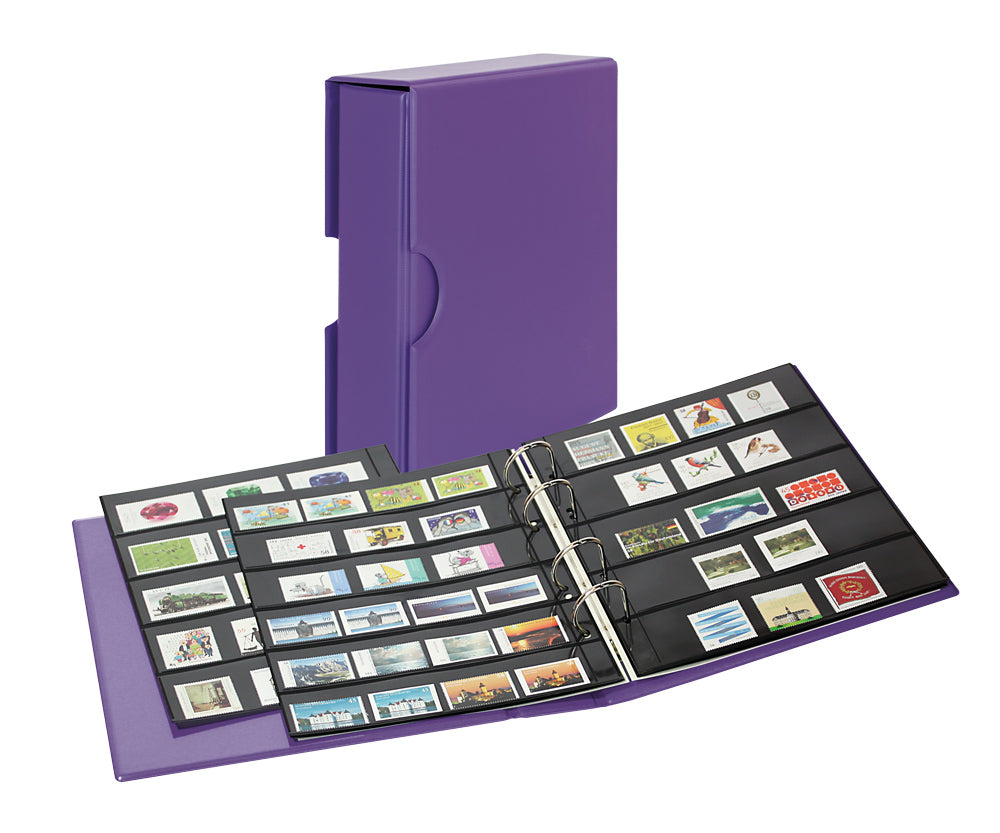 PUBLICA M COLOR-Album pour timbres avec 10 feuilles de classement en plastique utilisables recto-verso en deux versions – Viola (violet) – avec boîtier de protection assorti – Viola (violet)