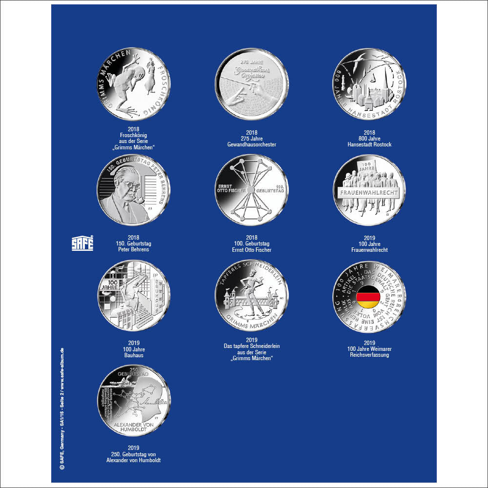 Feuille de mise à jour 2018-2019 pour pièces de 20 euros en capsules