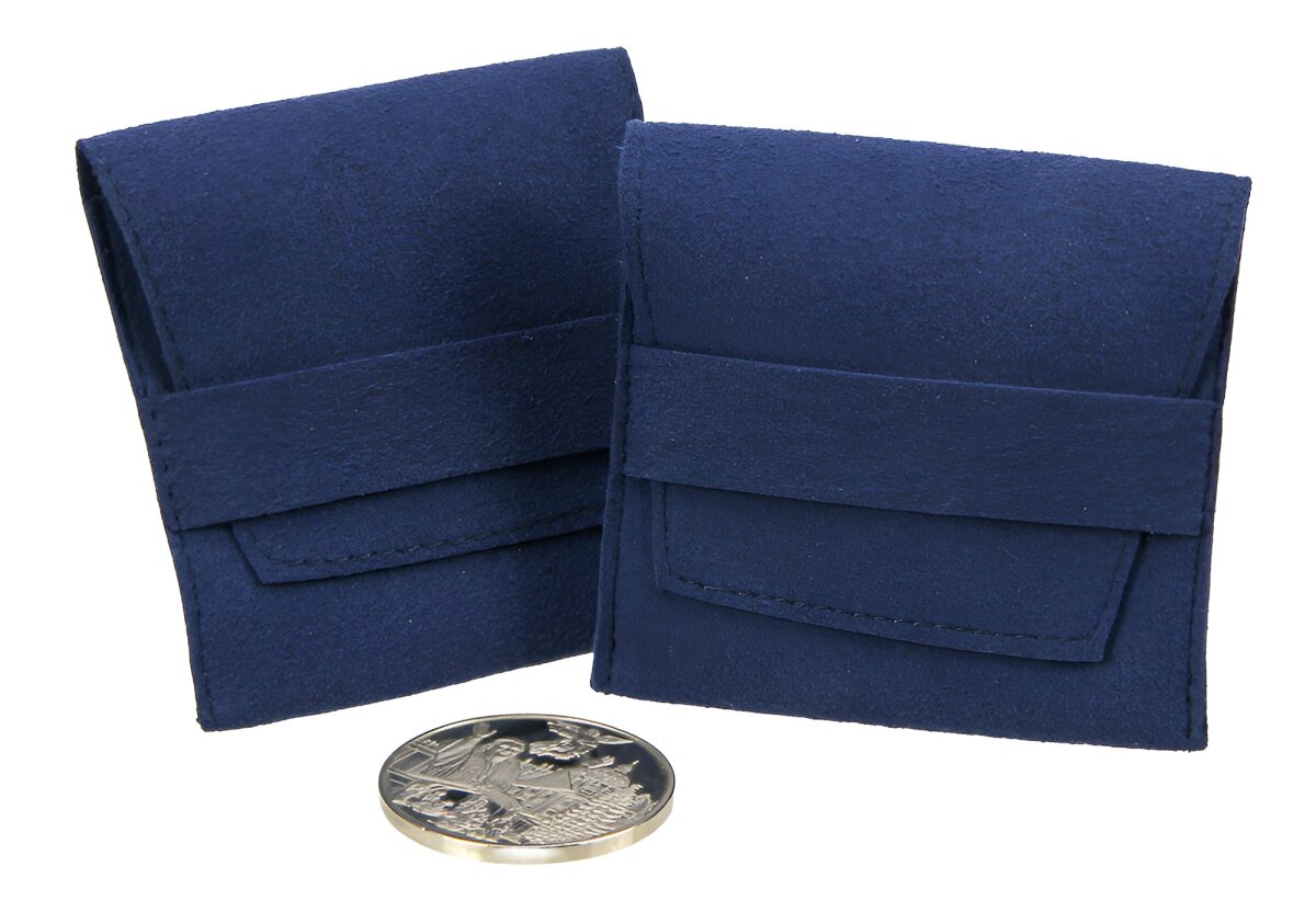 Pochettes à monnaies en velours bleu – petite taille