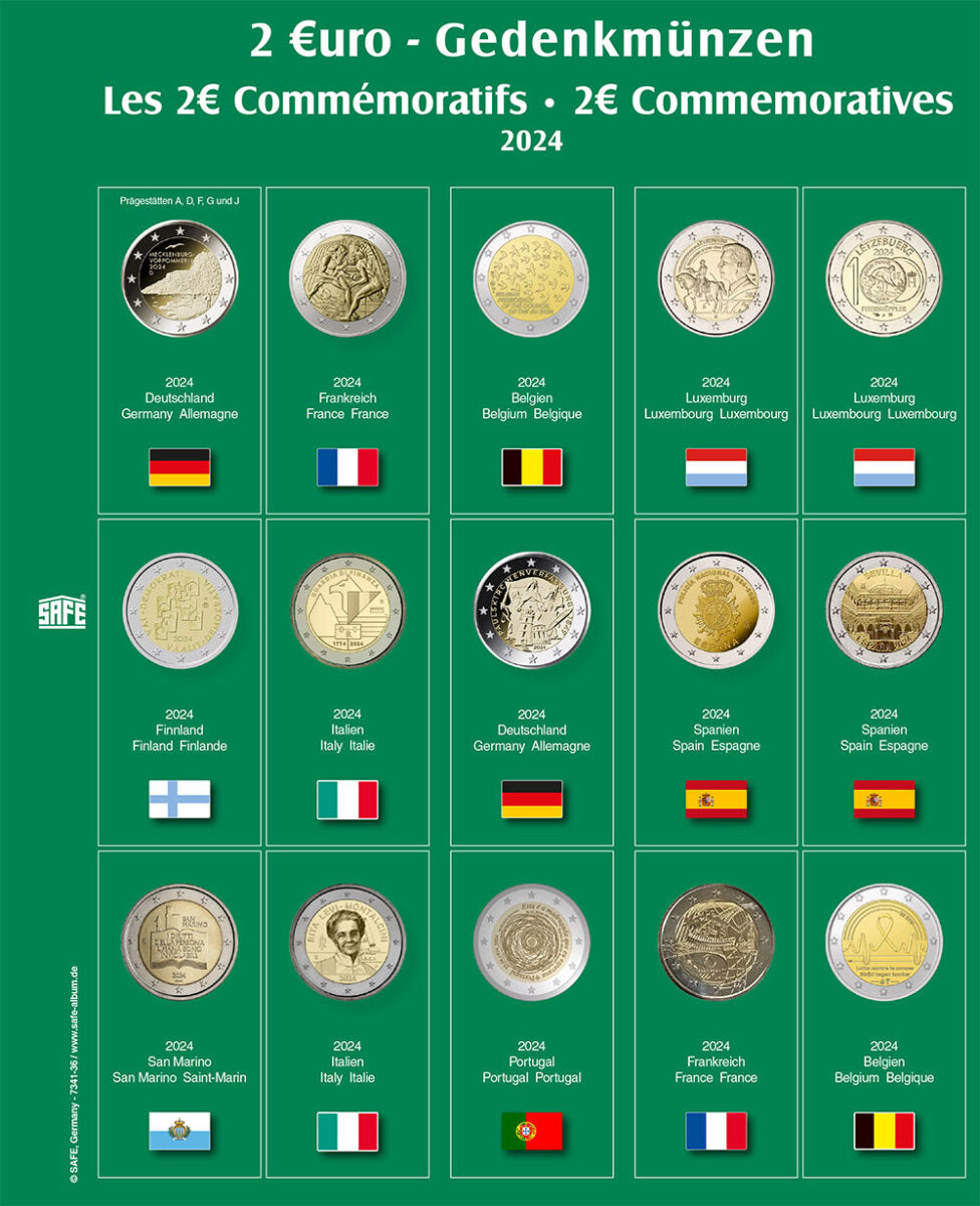 Feuille de collection premium 2€ de l'année 2024 Feuille 36