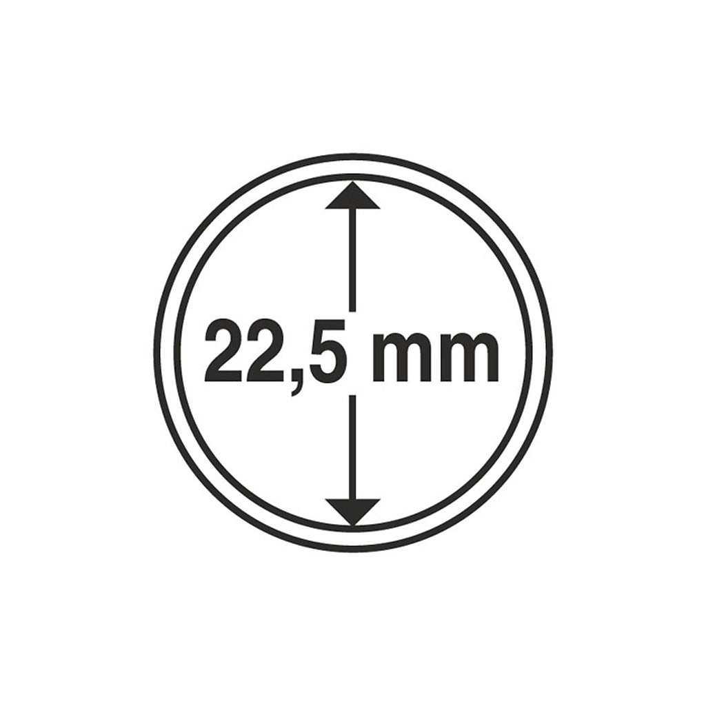 Capsules pour pièces de monnaie diamètre intérieur 22,5 mm