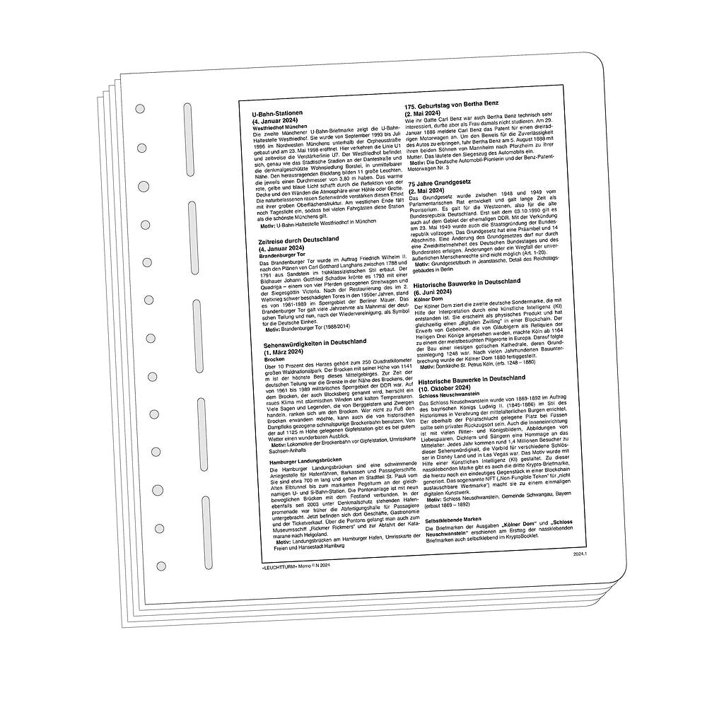 Leuchtturm Memo-feuilles complémentaires Allemagne 2019
