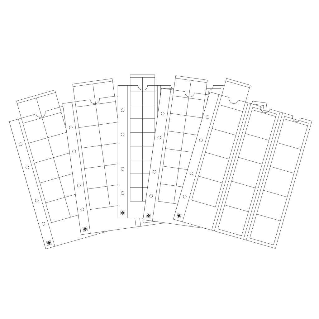 Optima feuilles Numismatiques variées avec chacune feuilles Optima 42, 27, 20, 34(2x)