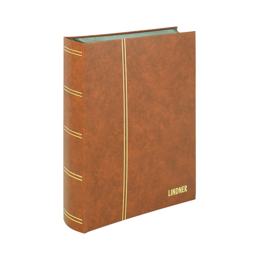 Classeur STANDARD pour timbres avec 64 pages noires, 230 x 305 x 47 mm, brun clair