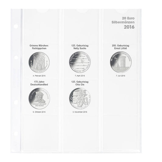 Feuille numismatique pré-imprimée karat 20 Euro-Argent - Allemagne 2016