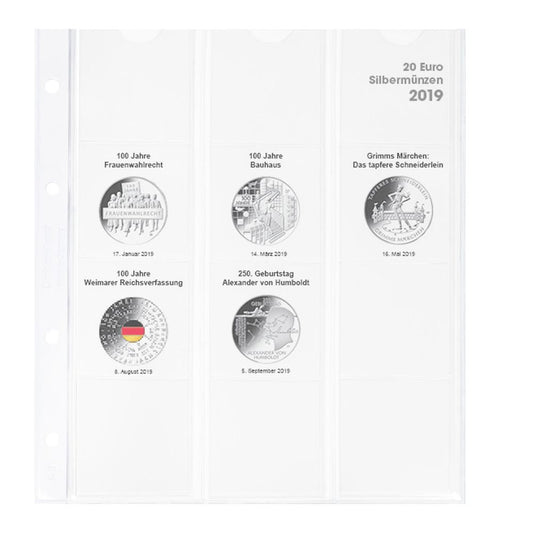 Feuille numismatique pré-imprimée karat 20 Euro-Argent - Allemagne 2019