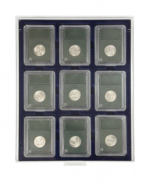 Box monnaies MARINE pour 9 Capsules-US (Slabs) jusqu'au format 63x85 mm