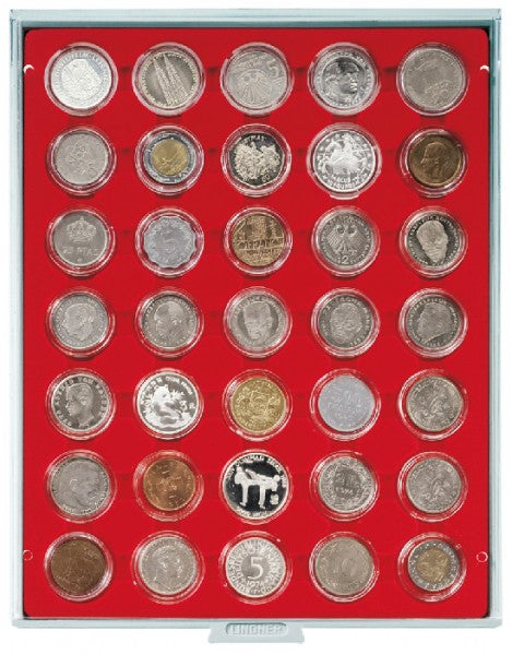 Box monnaies STANDARD à 35 alvéoles ronds pour capsules Ø ext. 36 mm