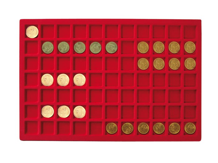 Plateau pour 77 monnaies jusqu'à 24 mm Ø