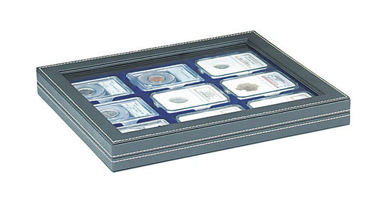 Coffret numismatique NERA M PLUS avec plateau pour 9 capsules-US (Slabs) jusqu'au format 63x85 mm