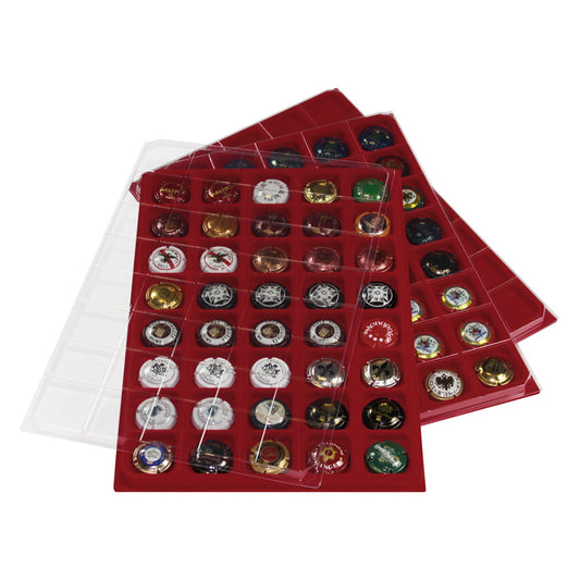 Plateaux Eco Luxe avec couvercles pour chacun 40 capsules de champagne- Paquet de 2, rouge foncé