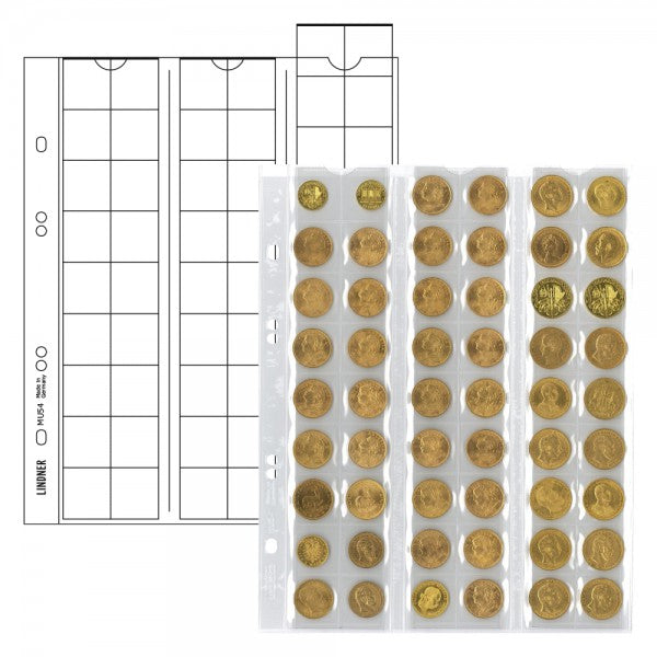 Feuilles numismatiques Multi collect pour 54 monnaies jusqu'à Ø 20 mm, avec intercalaires - paquet de 5