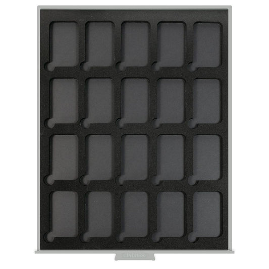 Box monnaies STANDARD VELOURS BLACK pour 20 capsules numismatiques rectangulaires S22552747P