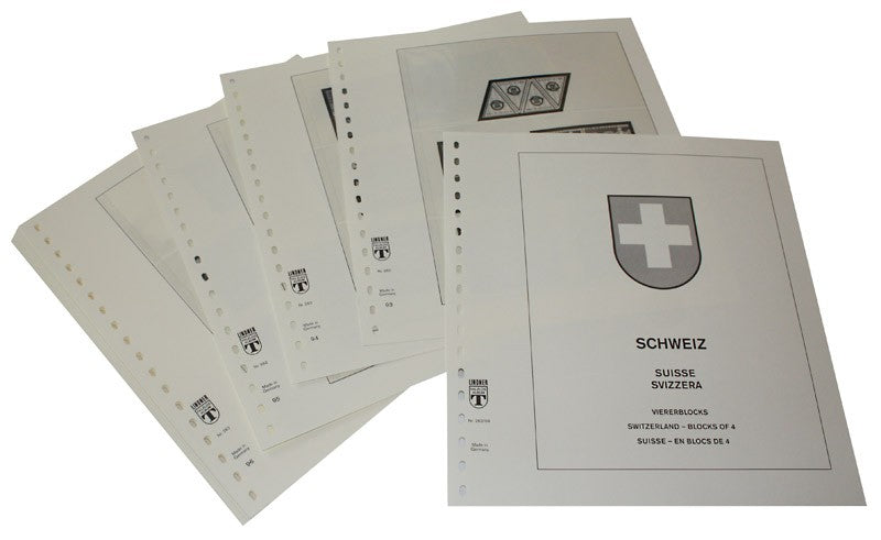 Suisse en blocs de 4 - Feuilles pré-imprimées Année 2004-2009