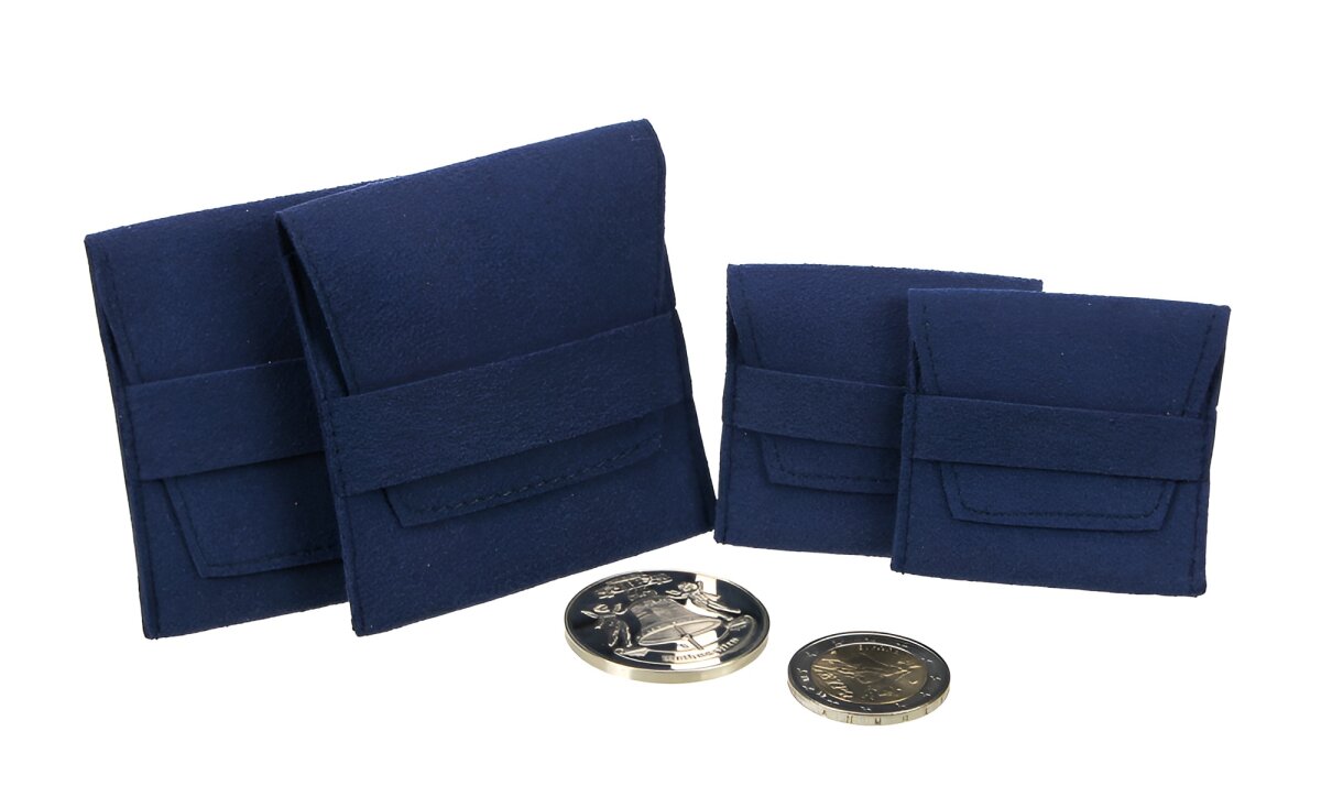Pochettes à monnaies en velours bleu – petite taille