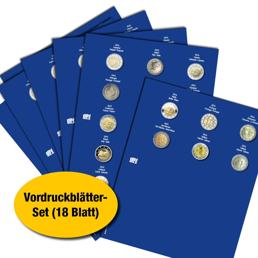 Set de feuilles de formulaire pour pièces commémoratives de 2 euros