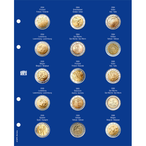 Set de feuilles de formulaire pour pièces commémoratives de 2 euros