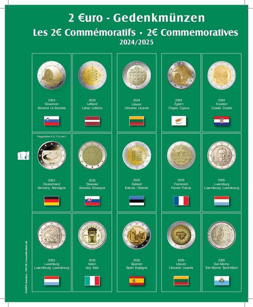 Feuille de collection premium 2 € des années 2024/25 Feuille 38
