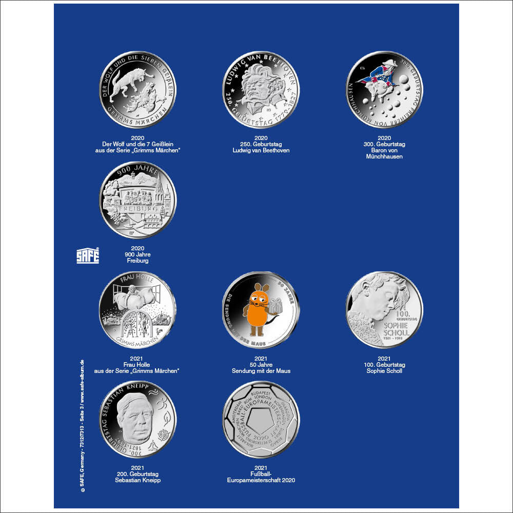 Feuille de mise à jour 2020-2021 pour pièces de 20 euros sans capsules