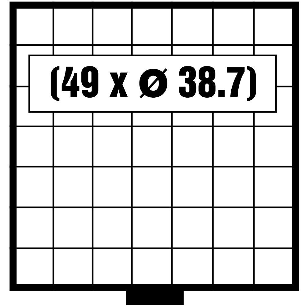 BEBA MAXI tiroirs n° 6107 Pour 49 pièces jusqu'à 38,7 mm Ø. Hauteur de remplissage max : 9 mm