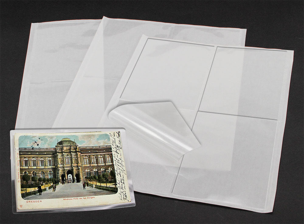 Pochettes en film transparentes autocollantes pour cartes postales