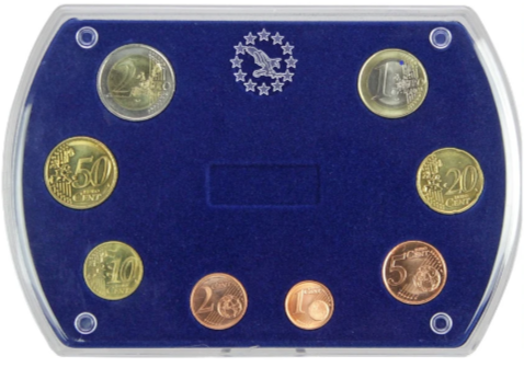 Étuis à pièces en acrylique : n° 7901 pour une série d’euros (1 centime à 2 €)