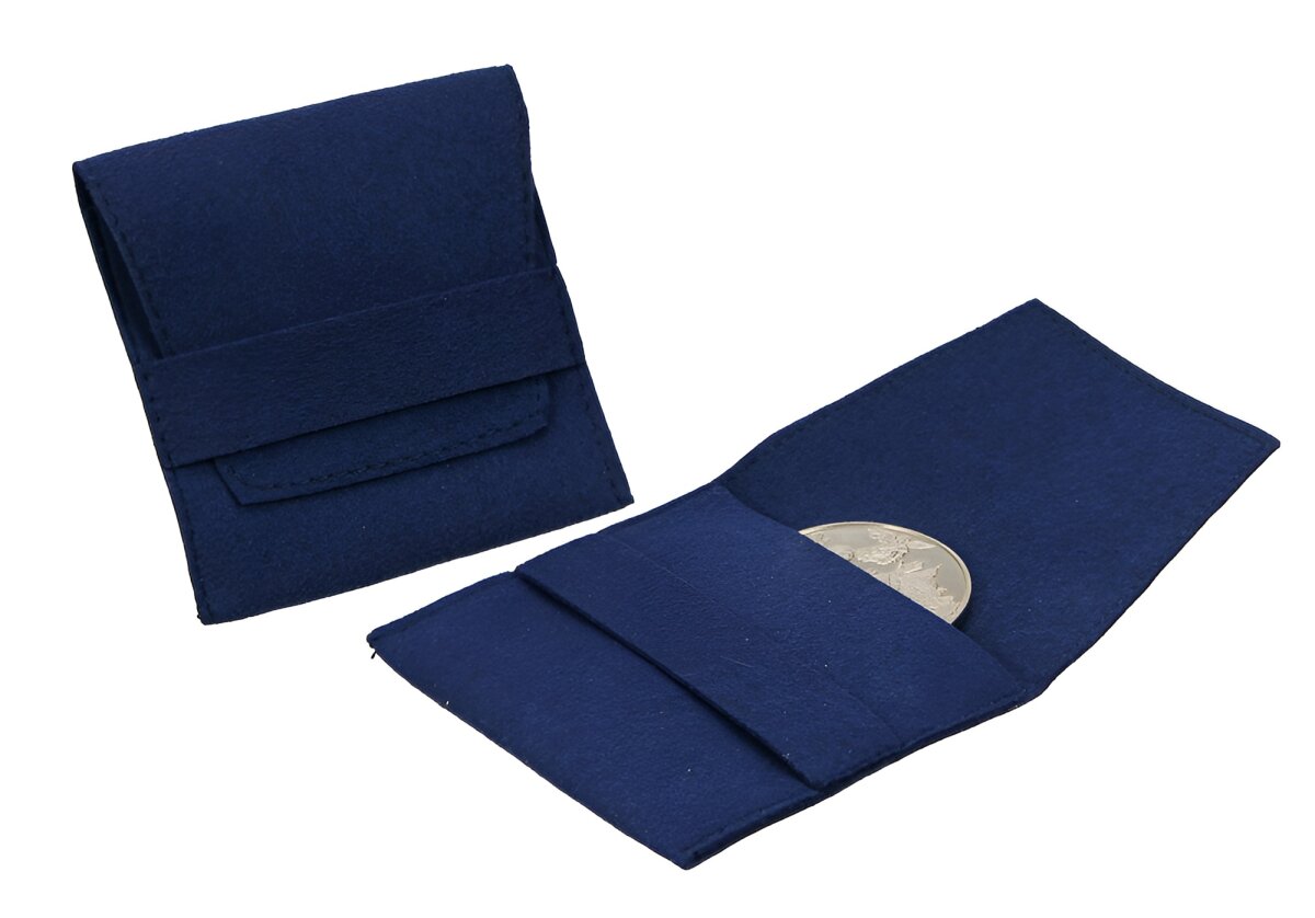 Pochette à monnaies en velours bleu – grande taille