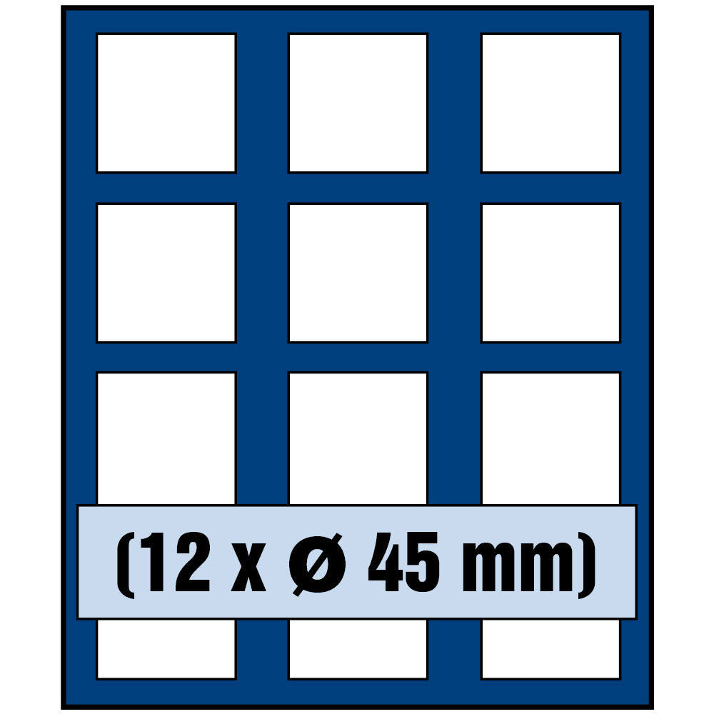 Tableau pour 12 pièces jusqu'à 45 mm Ø
