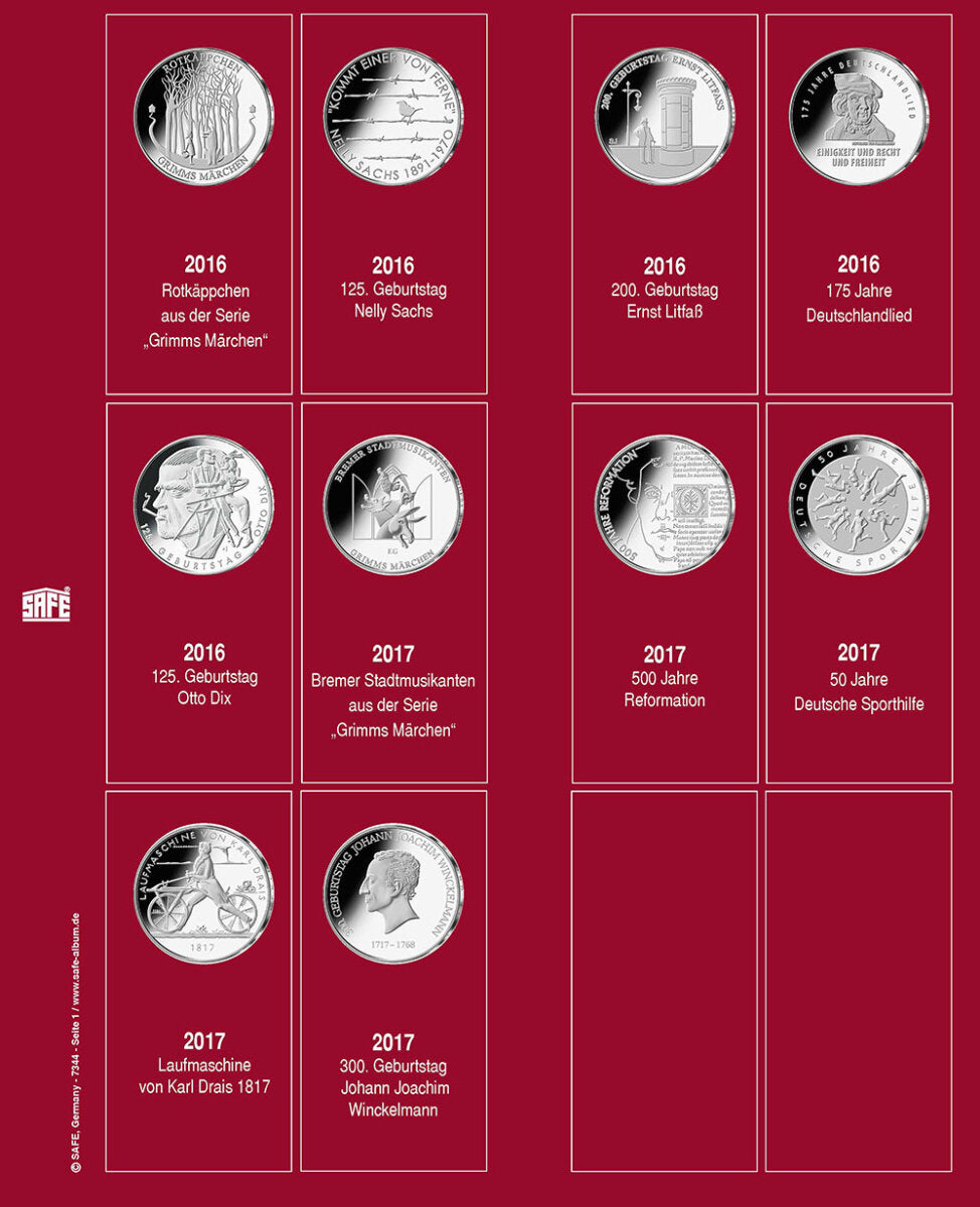 Feuille de pièces 20€ 7344-1 2016-2017