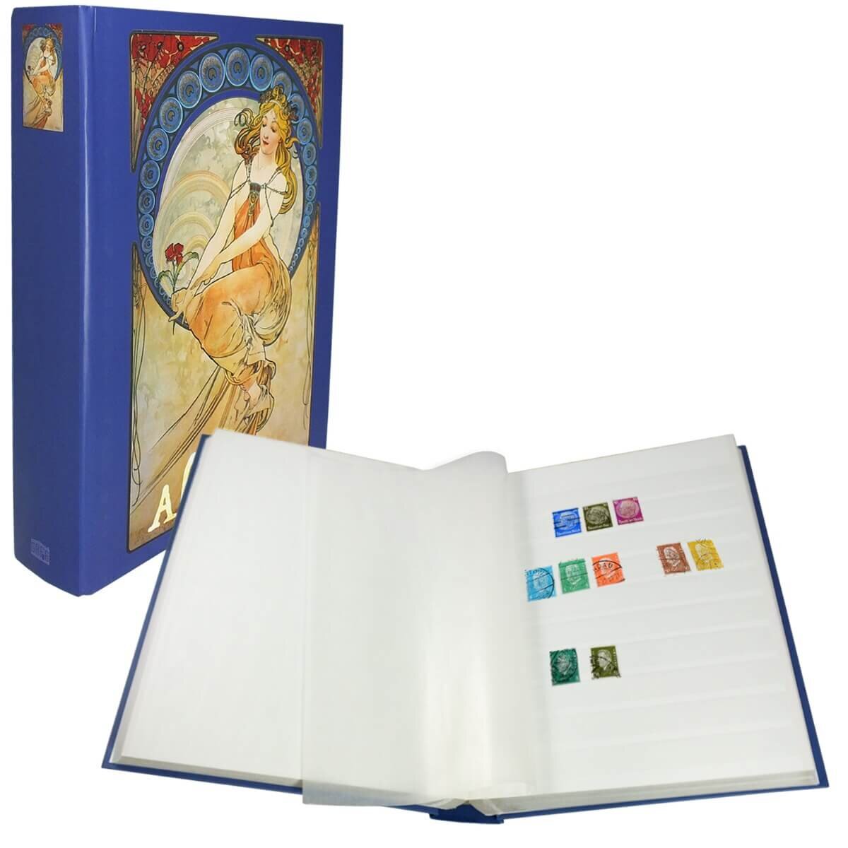 Album de timbres rétro : n° 100 album à poche nostalgie bleu