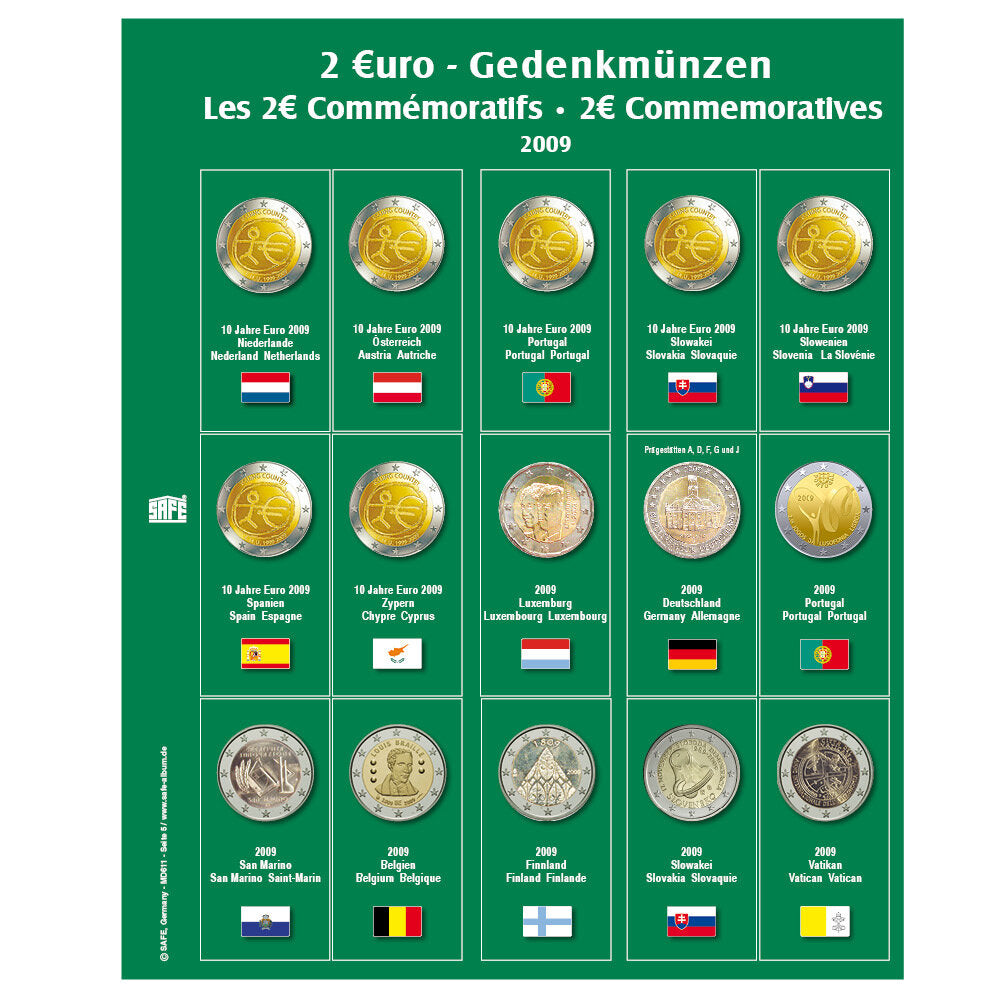 Feuille de pièces premium 2 euros de l'année 2009 Feuille 5