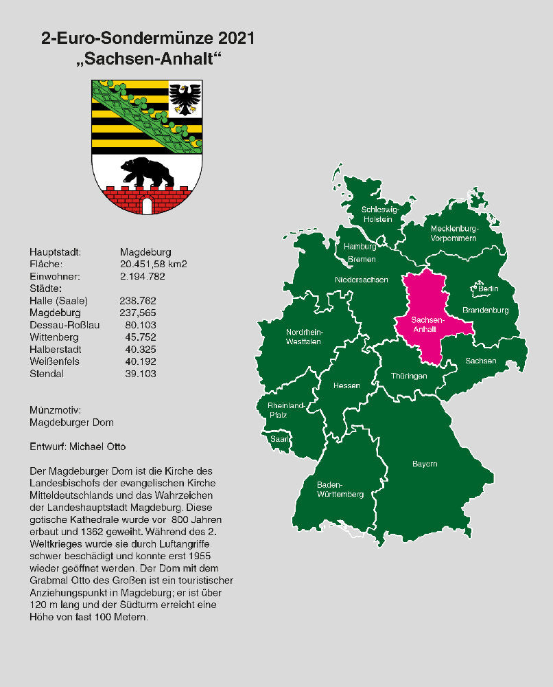 TOPset Feuille unique 2 Euro Saxe-Anhalt