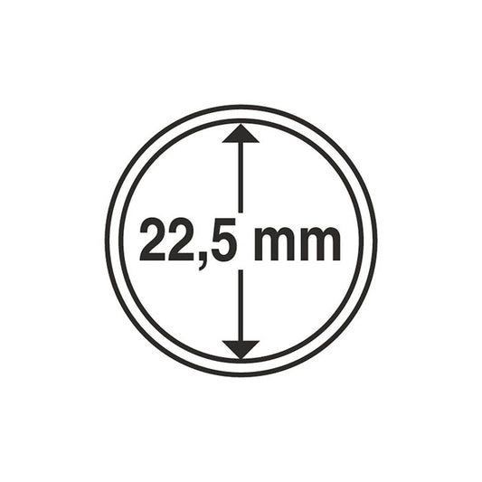 Capsules pour pièces de monnaie diamètre intérieur 22,5 mm