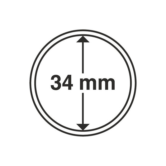 Capsules pour pièces de monnaie diamètre intérieur 34 mm