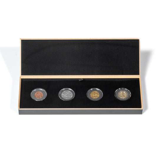 Ecrin Numismatique LUXOR pour quatre capsules de monnaie (diamètre intérieur 33 mm)