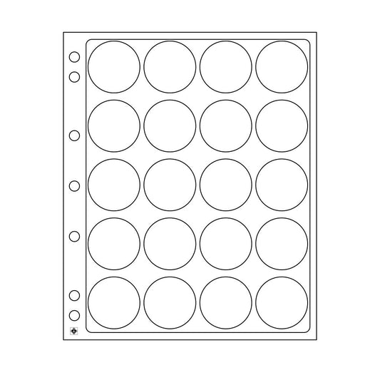 Feuilles en plastique Encap pour 20 capsules av.un diamètre de l'intérieur de 39 à 41mm