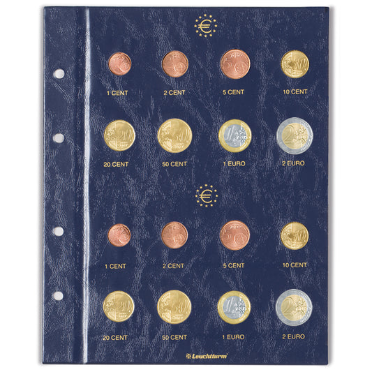 feuilles Numismatiques Vista, "Euro" neutres pour 2 Séries par Feuille