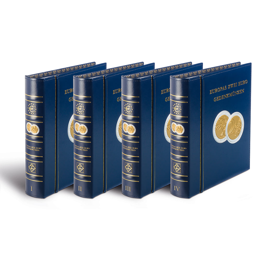 Lot des albums «Pièces europ. commémoratives de 2€» tome 1+2+3+JI incl.étui de protection
