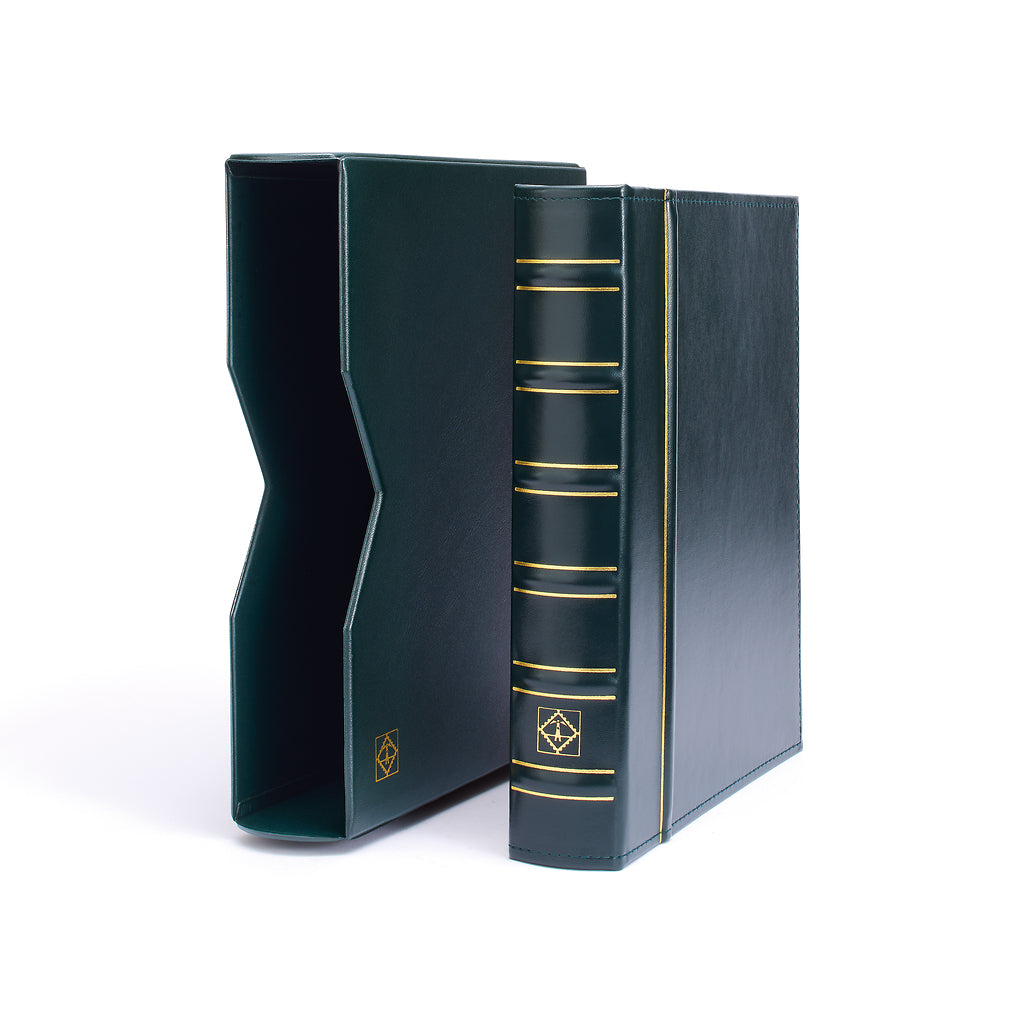Reliure à anneaux Vario, design classique avec étui de protection. . – Vert foncé