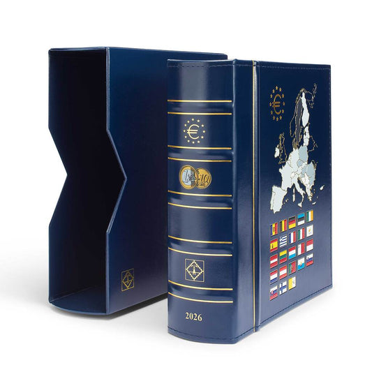 Vista album euros millésimes 2026, avec étui de protection, bleu