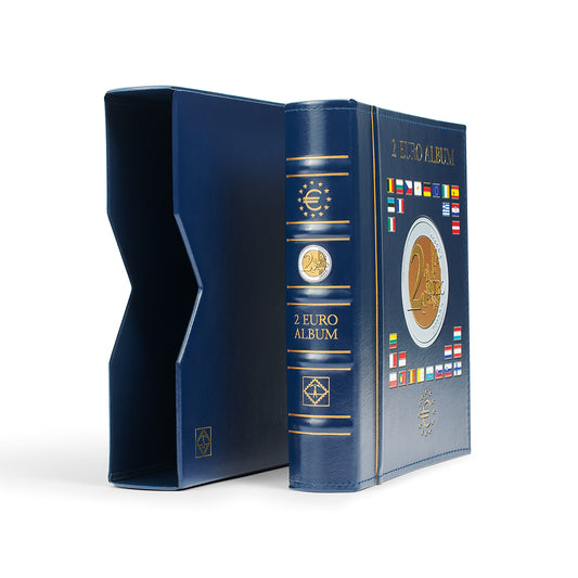Vista album Numismatique pour pièces de 2 Euros (4 feuilles neutres) avec étui