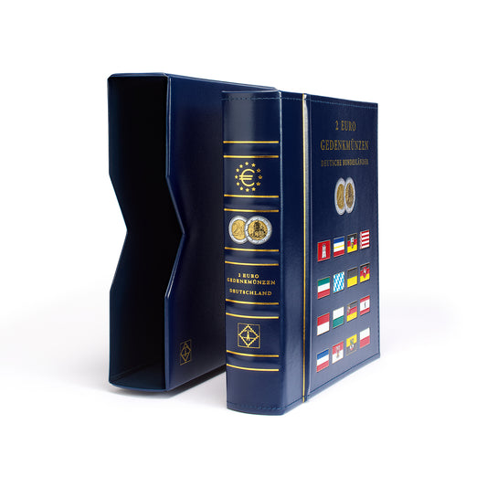 Vista album Numismatique pour pièces comm. all. de 2 Euros avec étui de protection, bleu